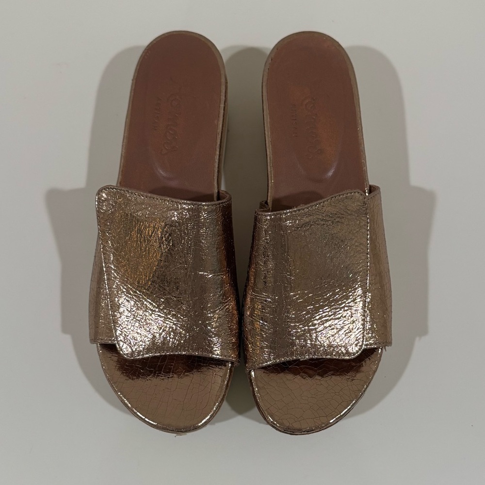 Homers Artisan Rose Gold Metallic Wedge Sandals